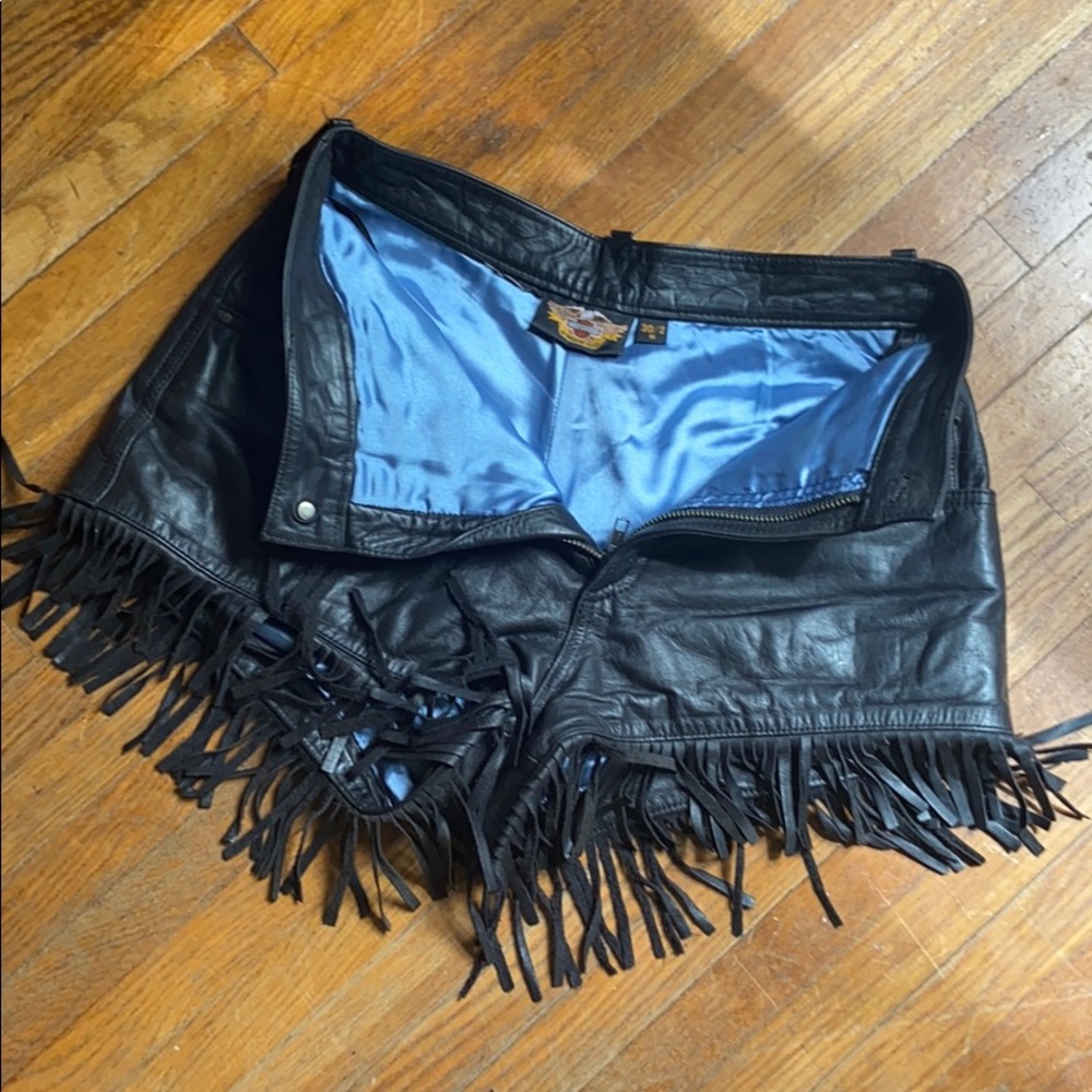 Harley Davidson vintage leather fringe high waist